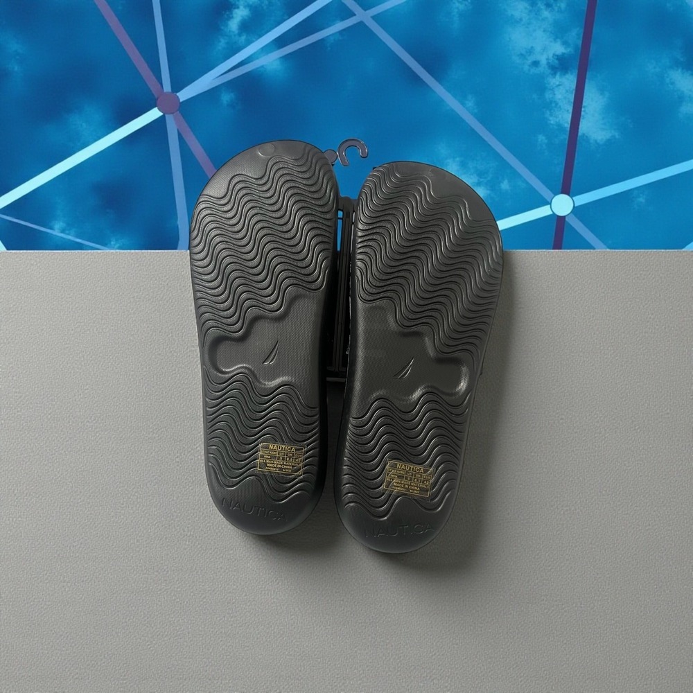Nautica Men's Black Slide Sandals Size 9 Pool Beach Comfort - Picture 3 of 10